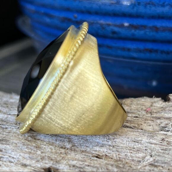 Onyx Black 18K Faceted Sheila Fajl GLOW Masterpiece Statement Cocktail Ring - Picture 3 of 14